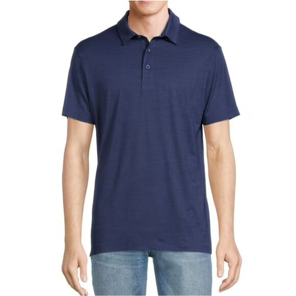 George Men's Heathered Navy Polo Shirt with Short Sleeves - Picture 1 of 16